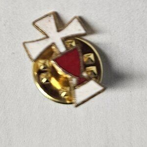 Christian Cross and Chalice Pinback Button Religious Symbol Enamel Lapel Pin
